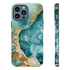 Aquamarine inspired Geode in Watercolor - Impact Resistant Phone Case iPhone 13 Pro Max Glossy